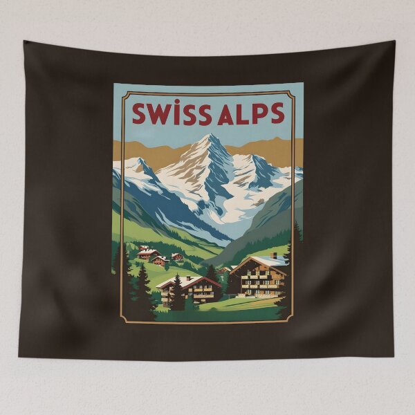 Item preview, A Vintage Travel Illustration of the Swiss Alps  designed and sold by GoodOldVintage.