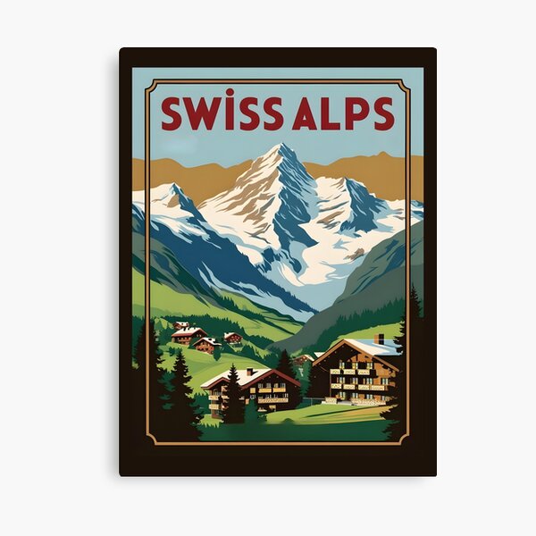 Item preview, A Vintage Travel Illustration of the Swiss Alps  designed and sold by GoodOldVintage.