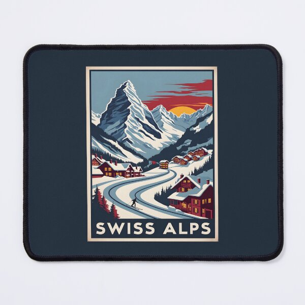 Item preview, A Vintage Travel Illustration of the Swiss Alps designed and sold by GoodOldVintage.
