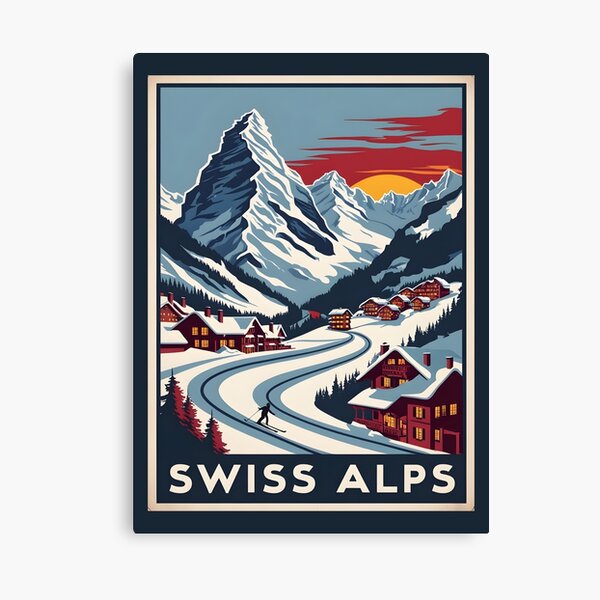 Item preview, A Vintage Travel Illustration of the Swiss Alps  designed and sold by GoodOldVintage.
