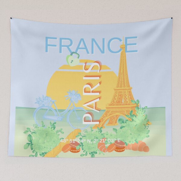 Item preview, Paris France Travel Art, Preppy Pastel Blue Art designed and sold by Magic Love Art Print.