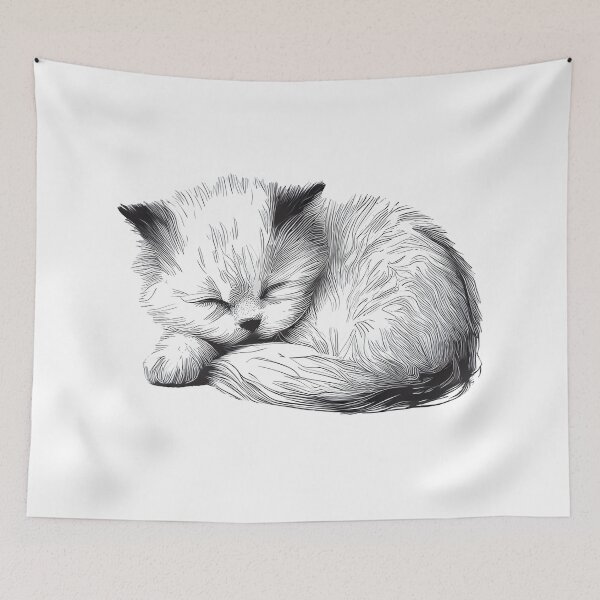 Item preview,  Snoozing Birman Cat Sketch designed and sold by ShadowAndSlate.