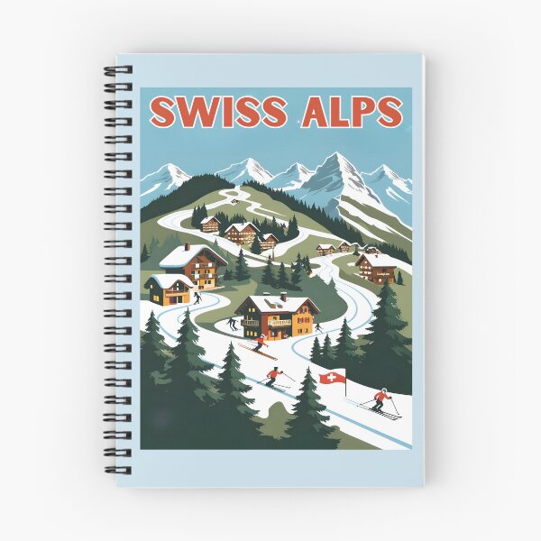 Artikelvorschau, Eine Vintage-Reiseillustration der Schweizer Alpen entworfen und verkauft von GoodOldVintage.
