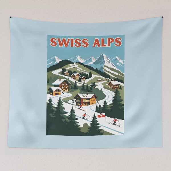 Item preview, A Vintage Travel Illustration of the Swiss Alps  designed and sold by GoodOldVintage.