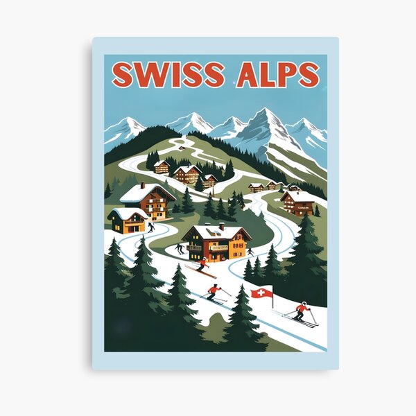 Item preview, A Vintage Travel Illustration of the Swiss Alps  designed and sold by GoodOldVintage.