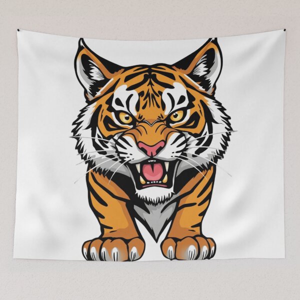 Item preview, Fierce Roaring Tiger Illustration designed and sold by UnboxedZone.