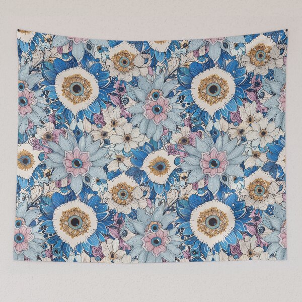 Item preview, Colorful Abstract Floral Pattern with Eye Motifs designed and sold by CoolPixels.