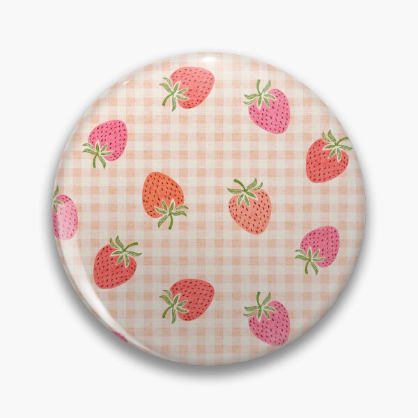 Item preview, Strawberry Fruit Toss on Gingham Check in Multicolored Pink and Orange  designed and sold by EliveraDesigns.
