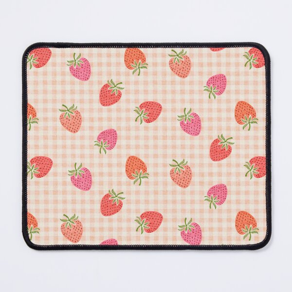 Item preview, Strawberry Fruit Toss on Gingham Check in Multicolored Pink and Orange designed and sold by EliveraDesigns.
