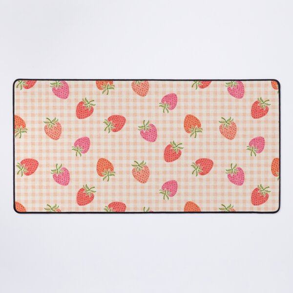 Item preview, Strawberry Fruit Toss on Gingham Check in Multicolored Pink and Orange designed and sold by EliveraDesigns.