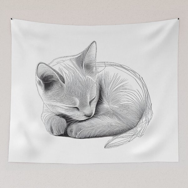 Item preview, Snoozing Abyssinian Cat Sketch designed and sold by ShadowAndSlate.