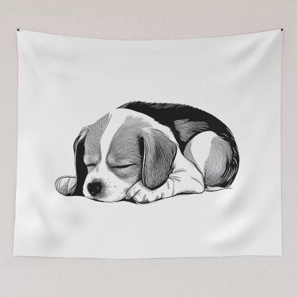 Item preview, Snoozing Beagle Puppy Sketch designed and sold by ShadowAndSlate.