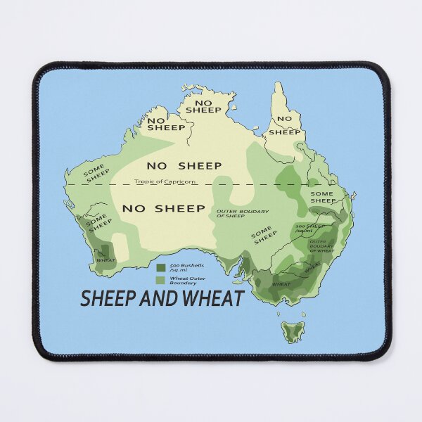 Item preview, Sheep and Wheat Map 1950's Australia designed and sold by ASKEW GRAPHICS.