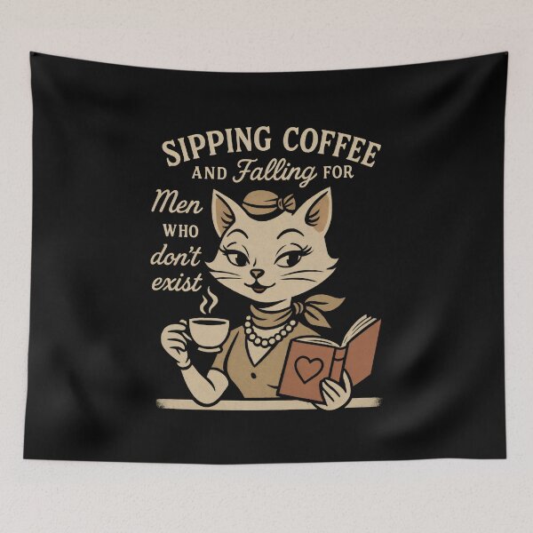Item preview, Sipping Coffee And Falling For Men Who Don't Exist - Funny Romance Reader Quotes designed and sold by DemureArtsy.