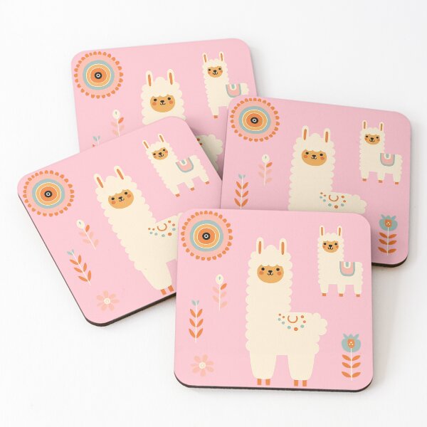 Item preview, Cute Llama Family and Flowers STICKER/MAGNET PACK - Scandinavian Folk Art by heidiannemorris © designed and sold by FOLK ART FUSION by heidiannemorris.