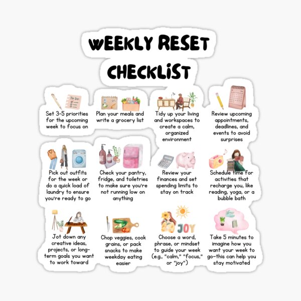 Item preview, Weekly Reset Checklist to Excel designed and sold by Savingwithben.