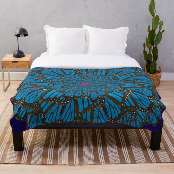 Item preview, Vibrant Blue Stripes Black dots Mandala Design designed and sold by PVTCreations.