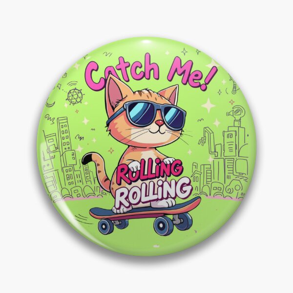 Item preview, Catch Me Rolling – Cool Cat Skateboard Graphic designed and sold by GracefulPODshop.