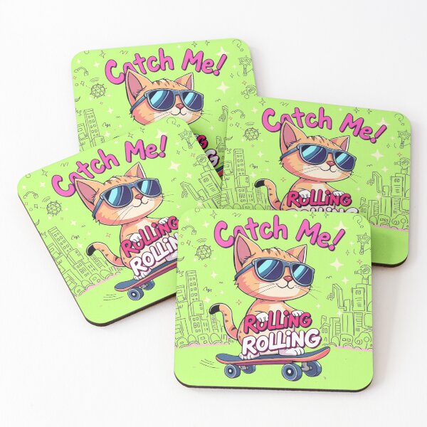 Item preview, Catch Me Rolling – Cool Cat Skateboard Graphic designed and sold by GracefulPODshop.