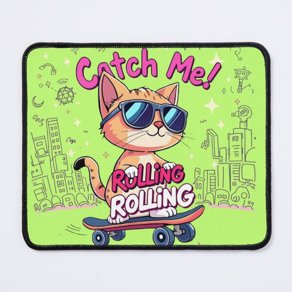 Item preview, Catch Me Rolling – Cool Cat Skateboard Graphic designed and sold by GracefulPODshop.
