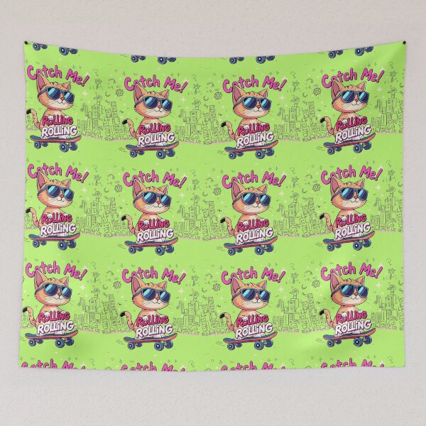Item preview, Catch Me Rolling – Cool Cat Skateboard Graphic designed and sold by GracefulPODshop.