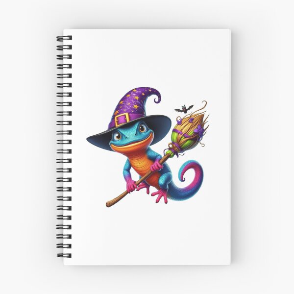 Item preview, Funny Colorful Lizard Wearing A Witch's Hat and Riding His Broomstick designed and sold by Creat-Des.