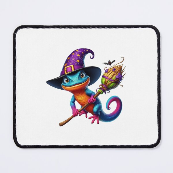 Item preview, Funny Colorful Lizard Wearing A Witch's Hat and Riding His Broomstick designed and sold by Creat-Des.