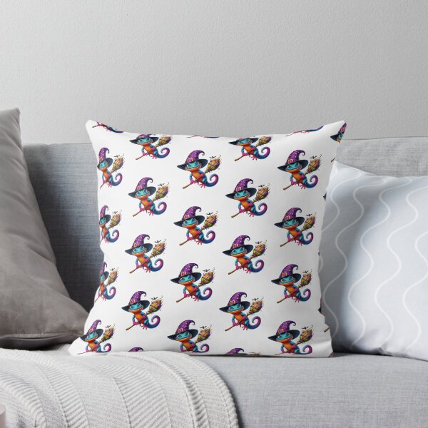 Item preview, Funny Colorful Lizard Wearing A Witch's Hat and Riding His Broomstick designed and sold by Creat-Des.