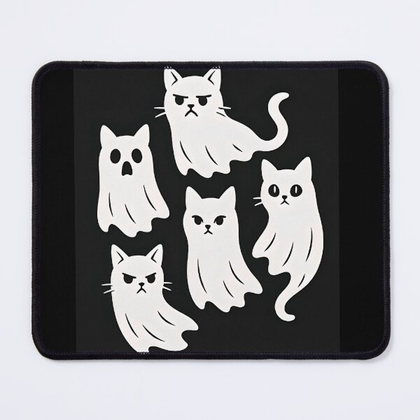 Item preview, Spooky Ghost Cats with Funny Expressions Illustration designed and sold by Amr Siam.