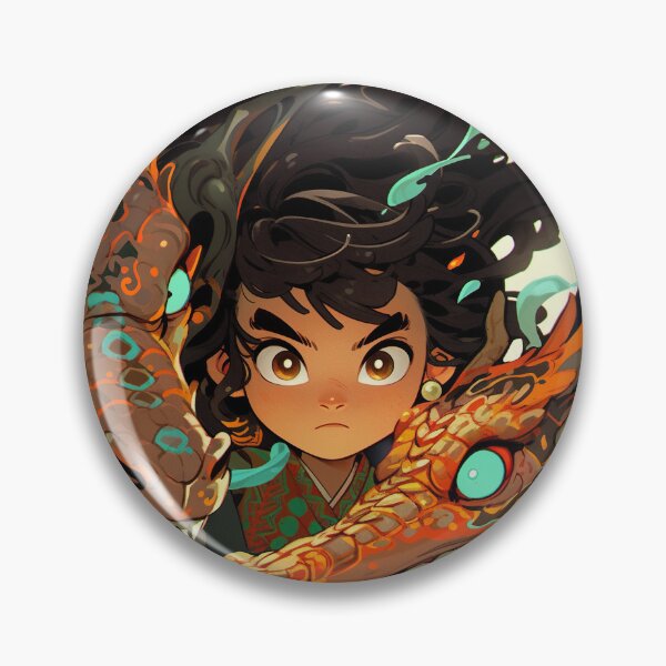 Item preview, Fierce Anime Warrior with Twin Dragons designed and sold by bubblegoth.