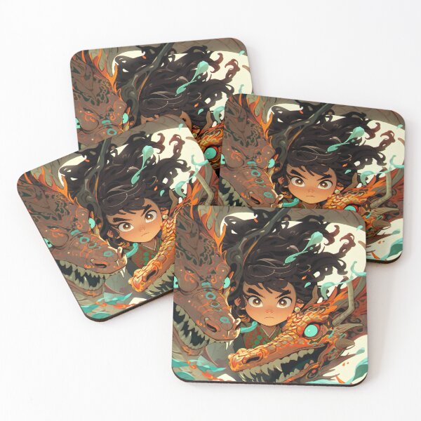 Item preview, Fierce Anime Warrior with Twin Dragons designed and sold by bubblegoth.