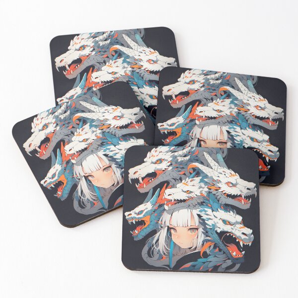 Item preview, Fierce Anime Girl with Hydra Dragons designed and sold by bubblegoth.