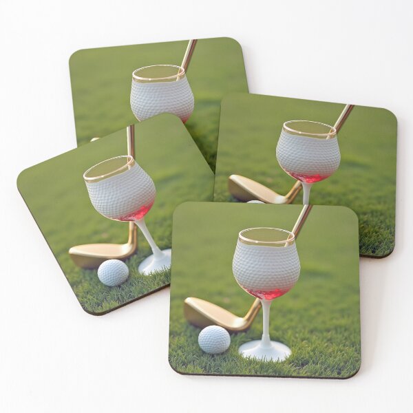 Item preview, Golf Ball With Wine Glass and Gold Putter on Green Grass designed and sold by Maria Dryfhout.