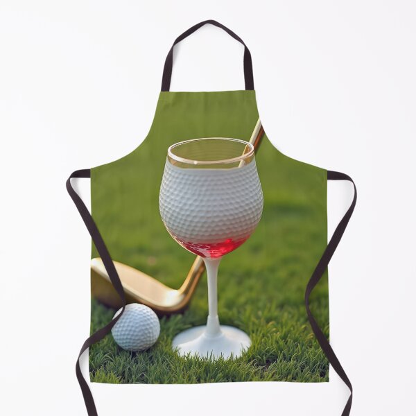 Artikelvorschau, Golfball mit Weinglas und Goldputter auf grünem Gras entworfen und verkauft von Maria Dryfhout.