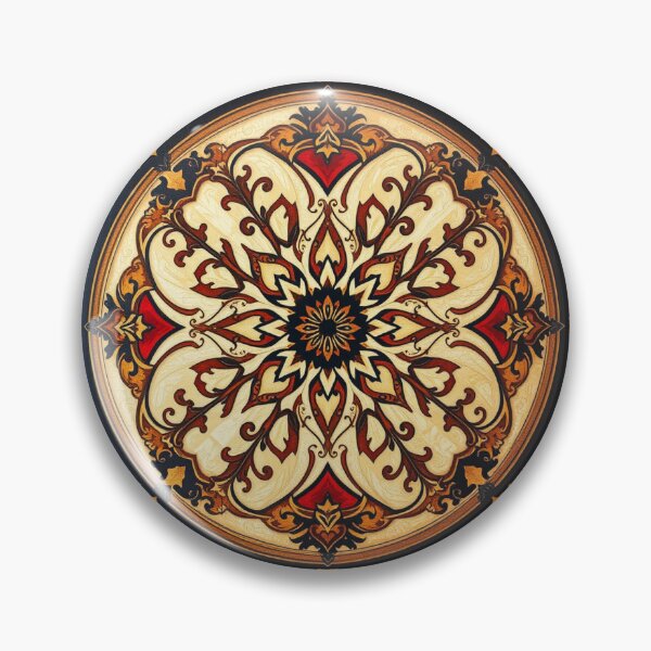 Artikelvorschau, Kompliziertes ornamentales Medaillonmuster in Gold und Rot entworfen und verkauft von UnboxedZone.