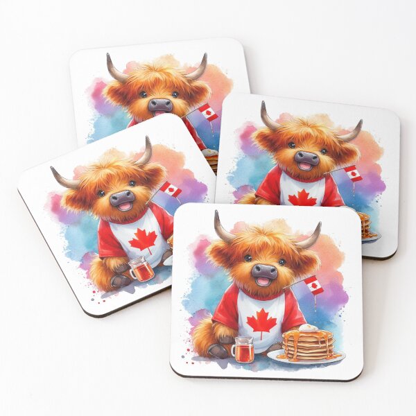 Item preview, Scottish Highland Cow in Canada Colorful Watercolor designed and sold by MaedK.