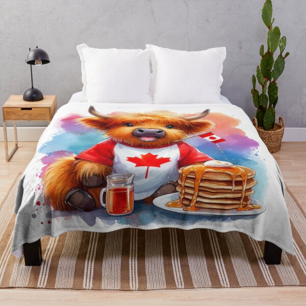 Item preview, Scottish Highland Cow in Canada Colorful Watercolor designed and sold by MaedK.