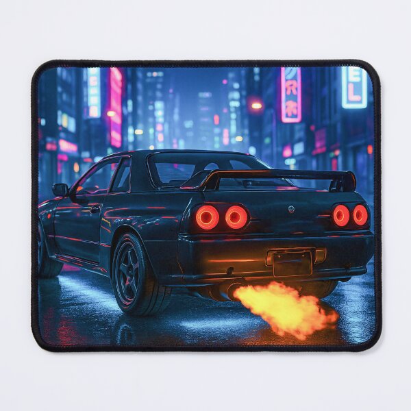 Item preview, Turbocharged Street Car With Fire Exhaust In Neon Lights designed and sold by RevUpDesign.