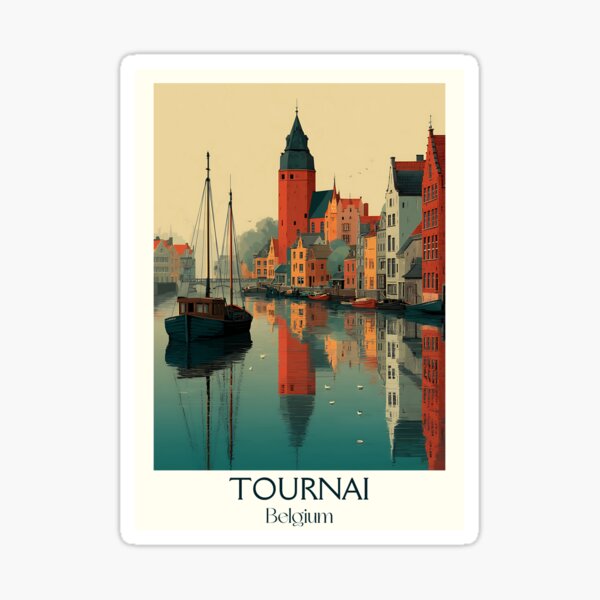 Item preview, Tournai Poster – Peaceful Waters and Towering Heritage designed and sold by TuncGK.