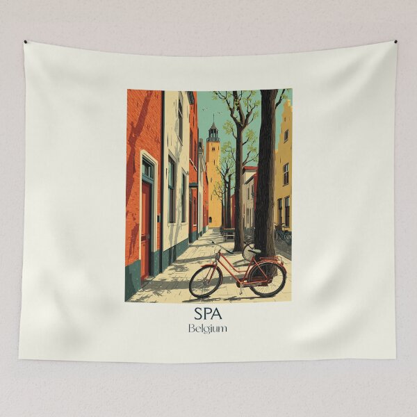 Item preview, Spa Belgium Poster – Quiet Alley & Bike by the Trees designed and sold by TuncGK.
