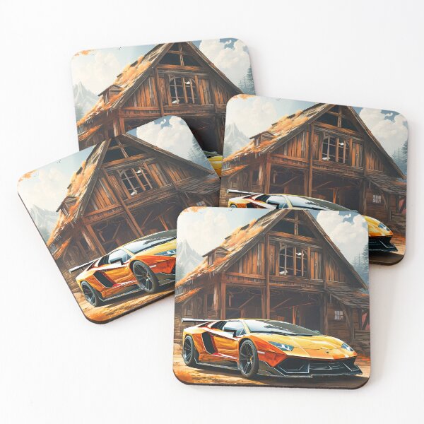 Item preview, Vibrant Exotic Supercar Poster, Outside Mountain Cabin, Unique Automotive Wall Art designed and sold by RevUpDesign.