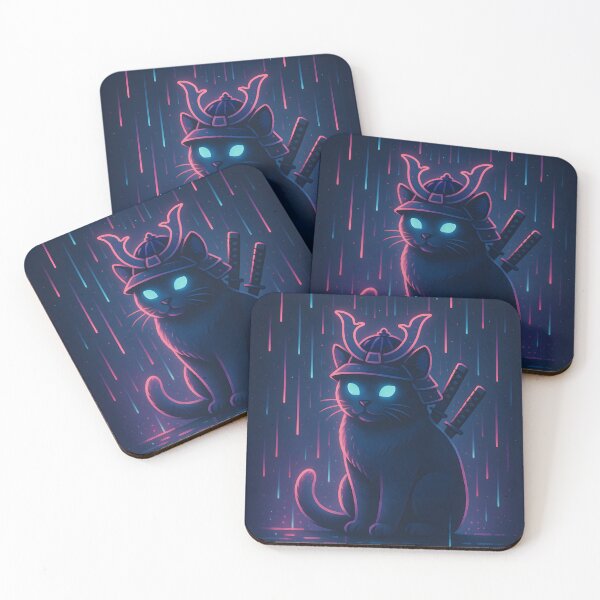 Item preview, CYBERPUNK CAT WARRIOR - SAMURAI MEOWSHI - NEON CAT designed and sold by SolscapeLTD.