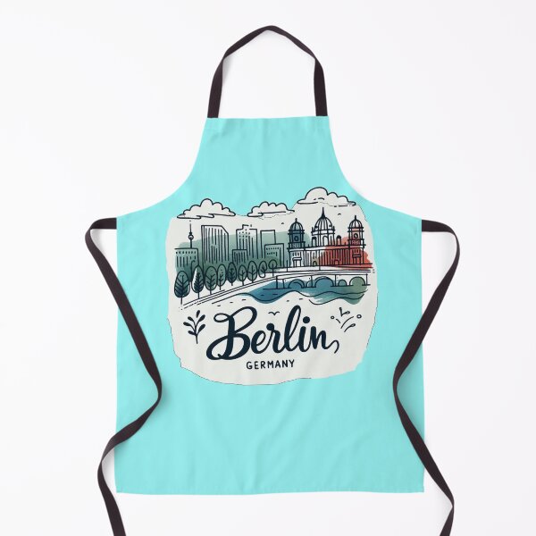Item preview, Berlin Germany Minimalist Watercolor Cityscape Sticker with Flag, designed and sold by PaintMeWorld.