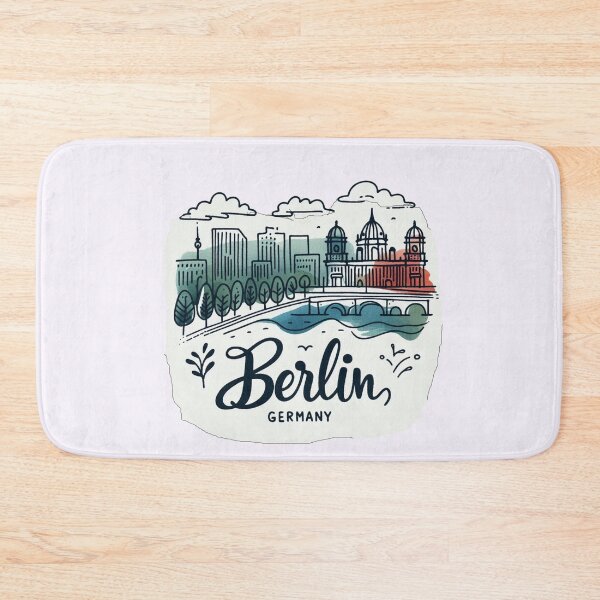 Item preview,    Berlin Germany Minimalist Watercolor Cityscape Sticker with Flag,  designed and sold by PaintMeWorld.