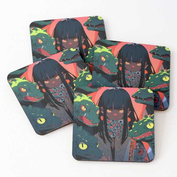 Item preview, Fierce Girl Surrounded by Lizard Guardians designed and sold by bubblegoth.