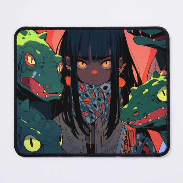 Item preview, Fierce Girl Surrounded by Lizard Guardians designed and sold by bubblegoth.