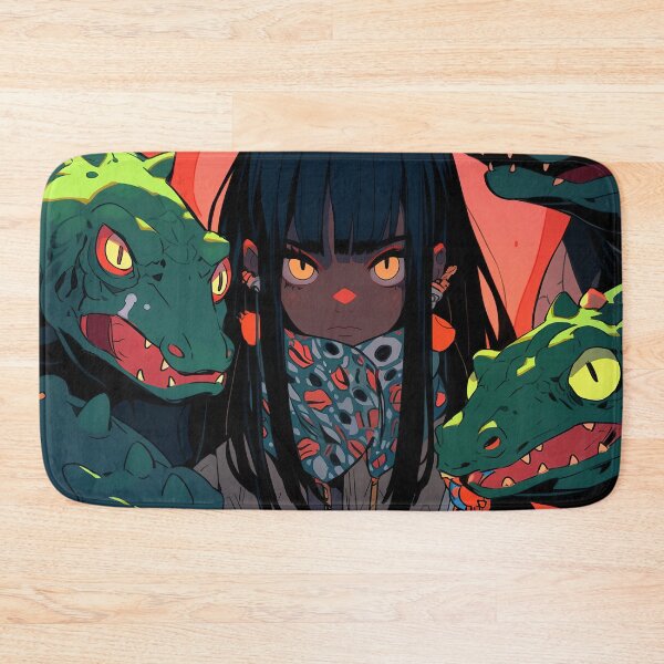 Item preview, Fierce Girl Surrounded by Lizard Guardians designed and sold by bubblegoth.