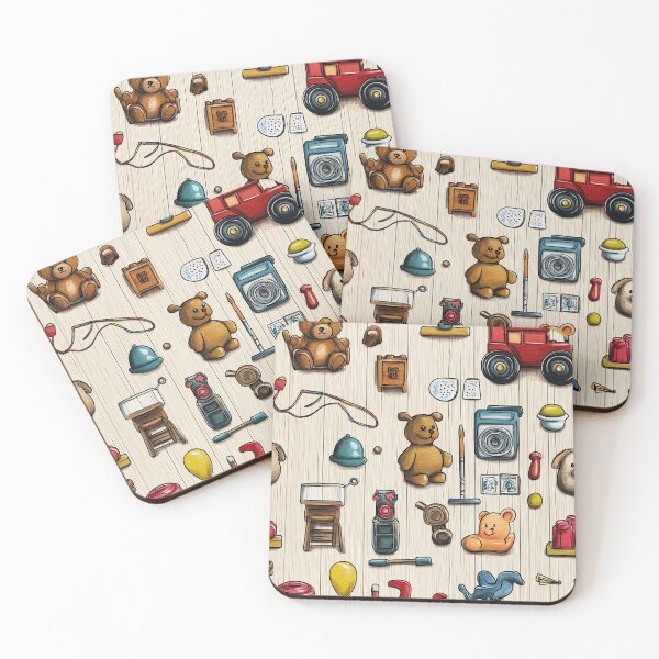 Item preview, Childhood Toys Scattered on Light Wooden Background designed and sold by Piotrek0001.