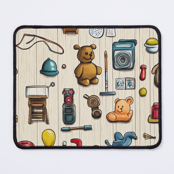 Item preview, Childhood Toys Scattered on Light Wooden Background designed and sold by Piotrek0001.