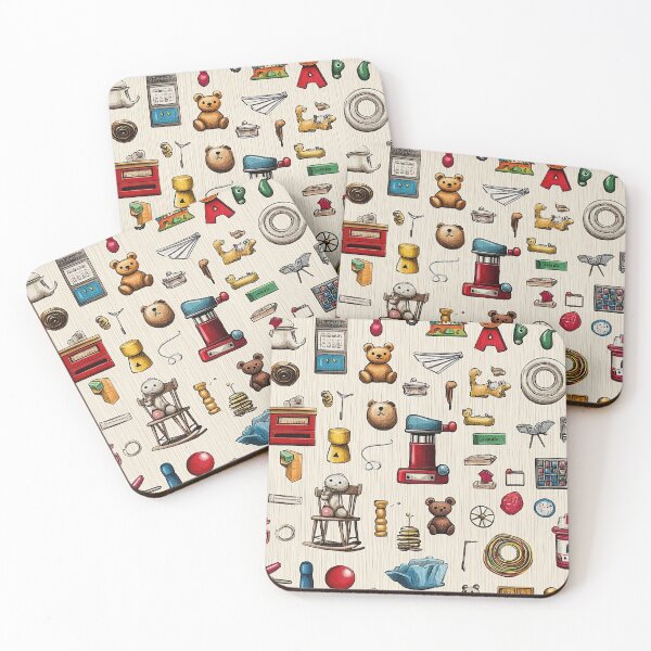 Item preview, Watercolor Toys on Clean Wooden Floor Background designed and sold by Piotrek0001.